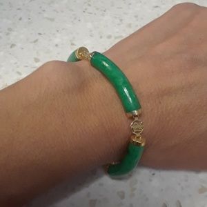 Vintage Green Jade and 14k Gold Bracelet